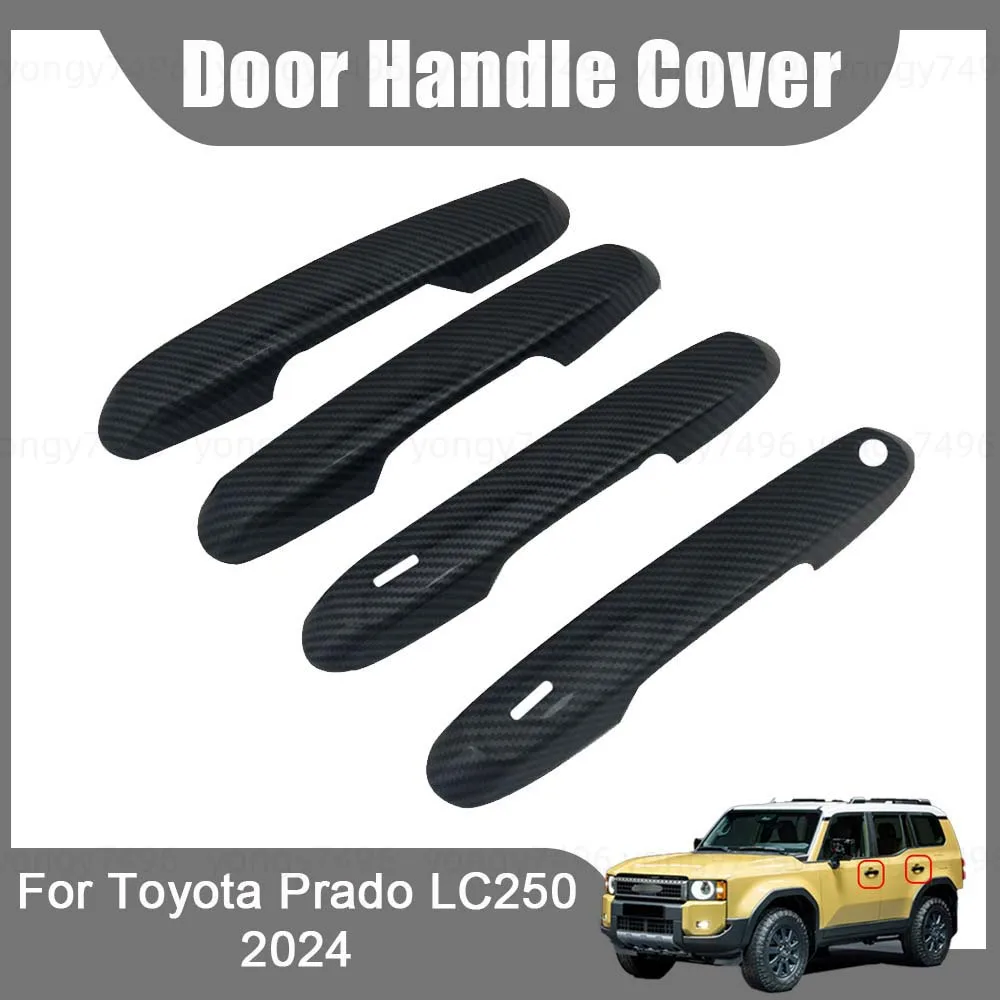 Car Decoration Door Handle Cover For Toyota Prado LC250 2024 2025 Carbon Fiber Car Upgrade Stickers Accessories Styling Modify