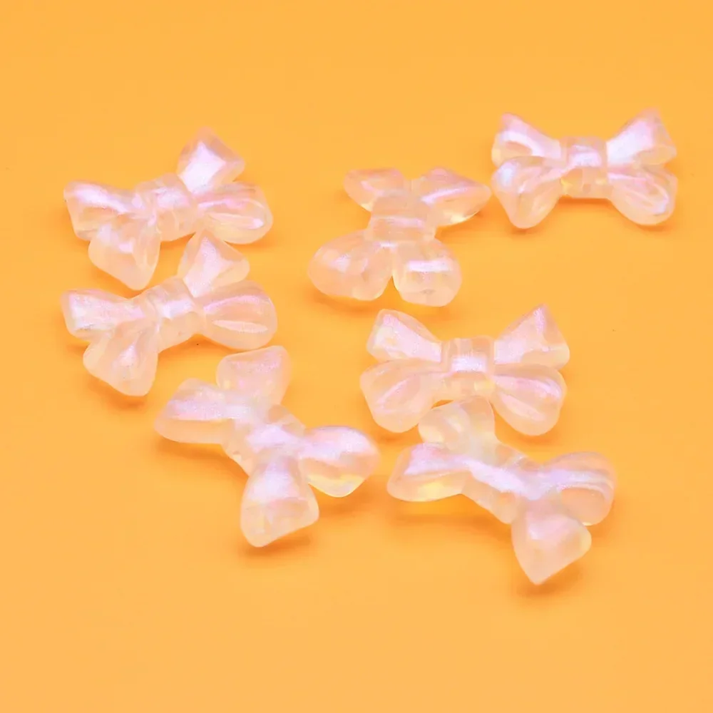 5 pieces 29 * 38mm Transparent blue light Acrylic bow beads  DIY makes jewelry, necklaces, bracelets, clothing, hair accessories
