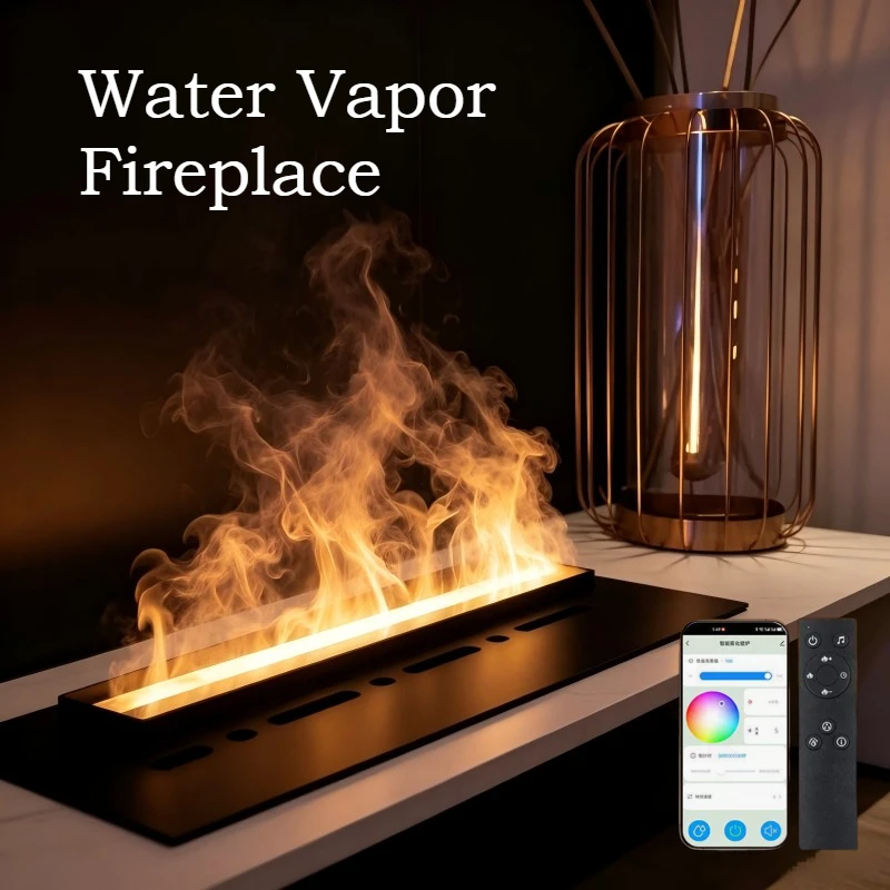 Ultra Thin Water Vapor Fireplace Slim 4cm Profile Wall Mount Modern Minimalist Design effect fireplace mist technology chimney