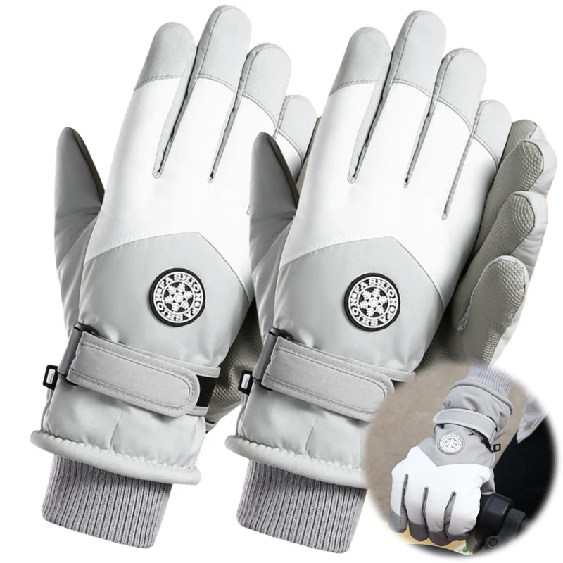 

Нескользящие флисовые лыжные перчатки с сенсорным экраном для велоспорта, сноуборда, зимние перчатки унисекс из искусственной кожи, водонепроницаемые мотоциклетные теплые зимние перчатки