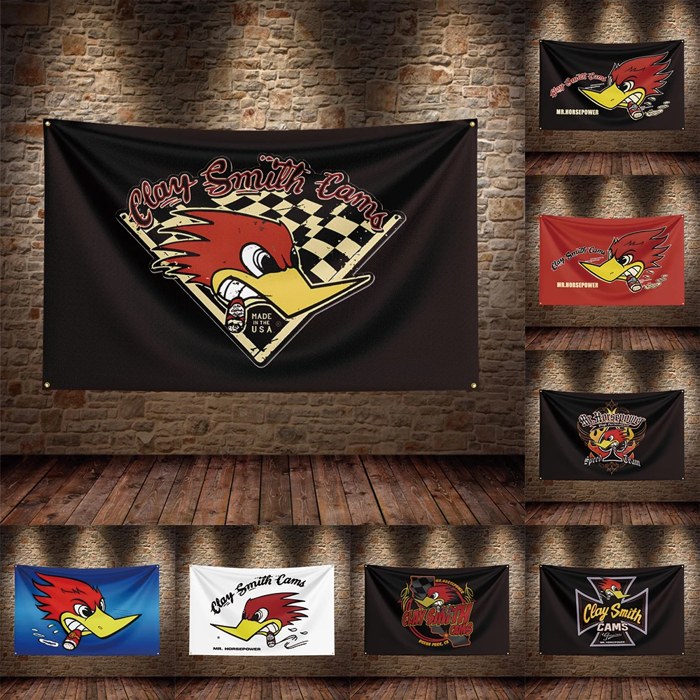 

90x150cm Mr.Horsepower Clay Smith Cams Racing Car Flag Polyester Printed Garage or Outdoor Decoration Banner Tapestry