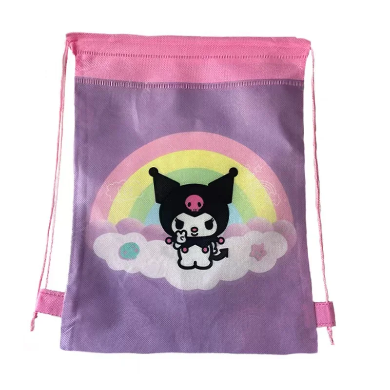 8-60PCS Non-woven Cute Kawali Kuromied Drawstring Gift Bags Kids Girls Boys Birthday Party Decorations Backpack Storage Bags