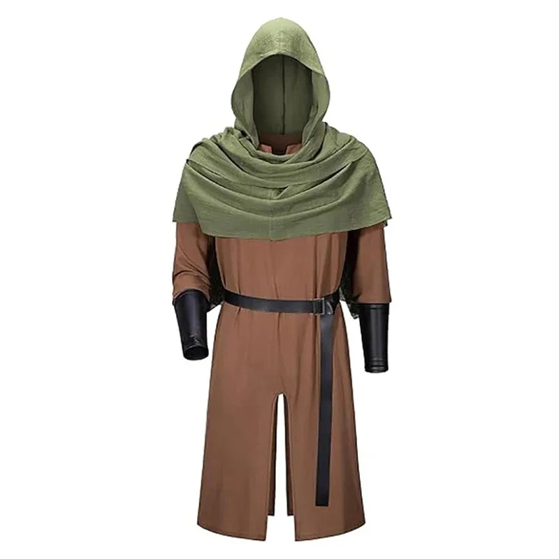 

asdh8@Medieval Pirate Knight Shawl Robe Cosplay Costume Retro Renaissance Viking Clothing Stage Peformance Adult Halloween Party
