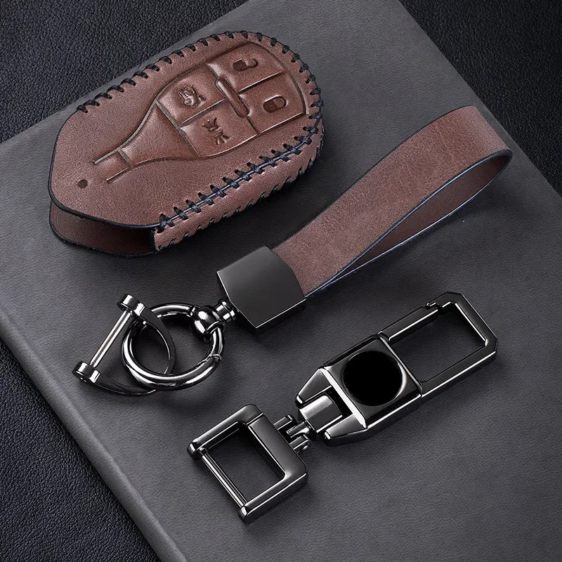 

High-grade leather car key case car keychain car key bag for Maserati Levante Ghibli Quattroporte Interior Auto Accessories