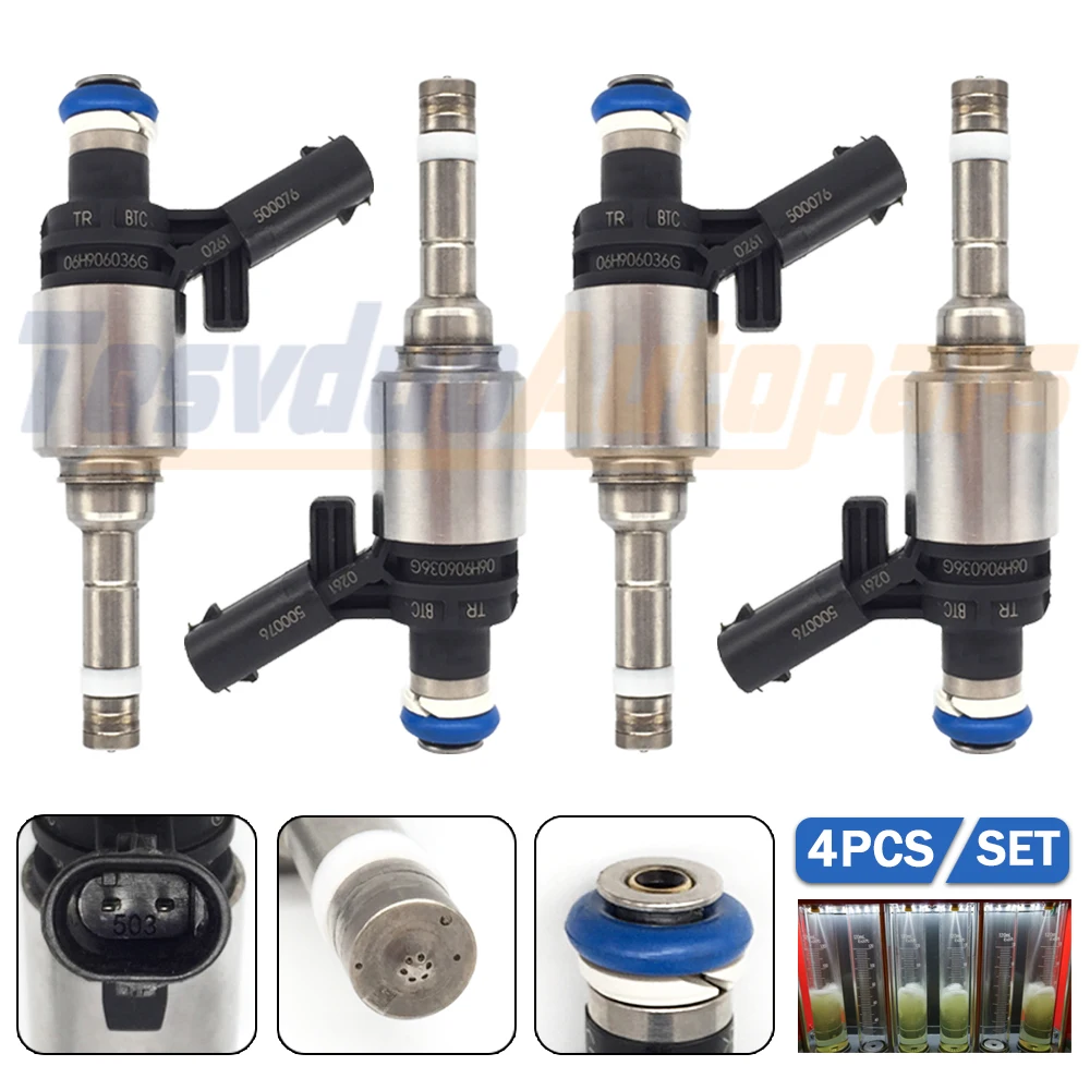 

4Pcs 06H906036G 0261500076 Fuel Injector For Volkswagen BEETLE CC EOS PASSAT PASSAT CC TIGUAN JETTA2.0T L4