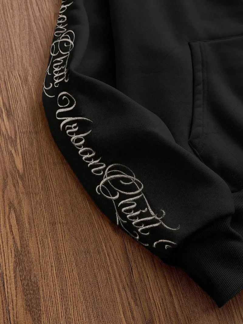 هاي ستريت تريند ملابس الشارع الشهير للرجال الأمريكية الرجعية إلكتروني التطريز عادية قلنسوة بسحاب هوديي Harajuku Y2K البلوز المتضخم