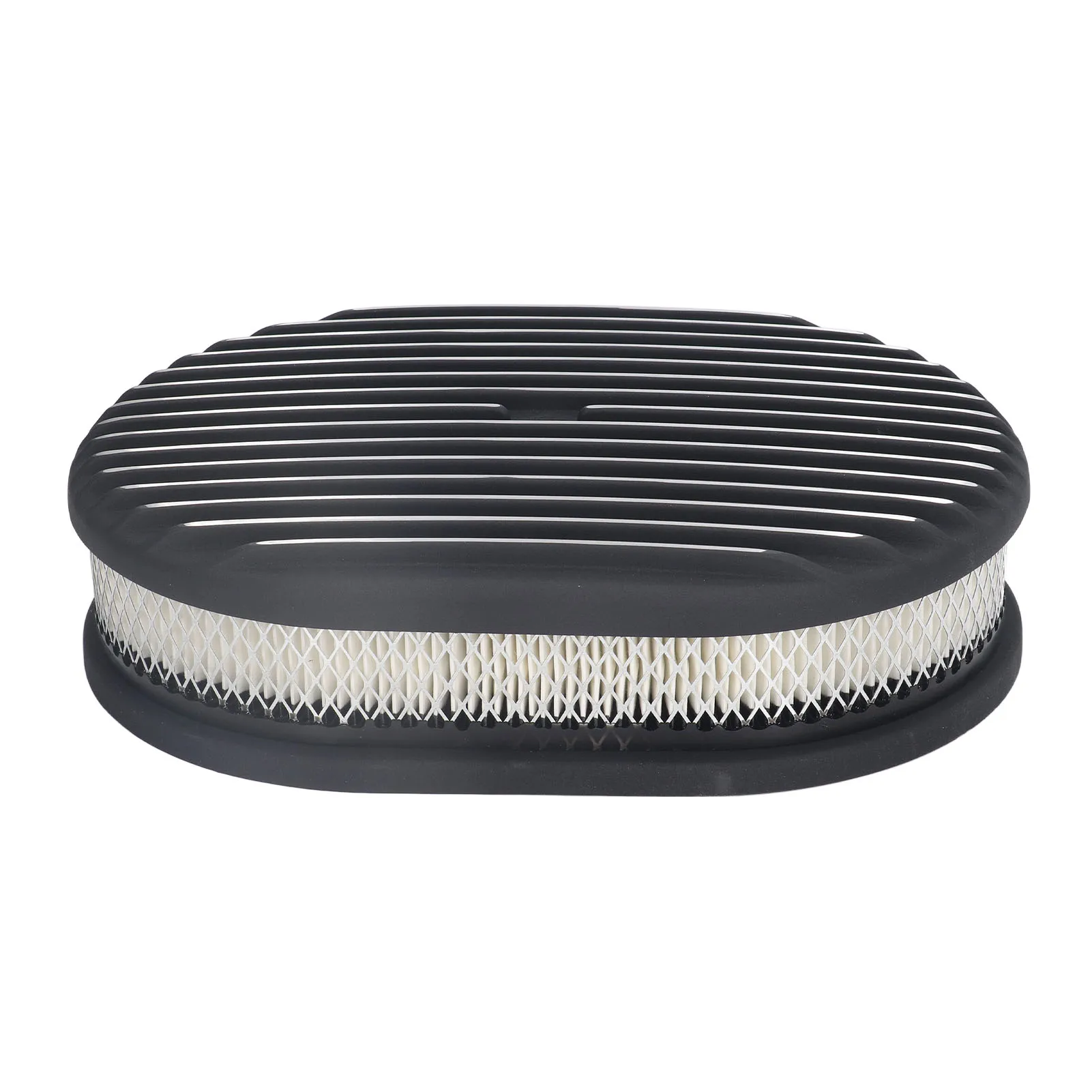 Full Finned Air Cleaner Aluminium Alloy Black for 5 1/8in 4 Barrel Opening Carburetors