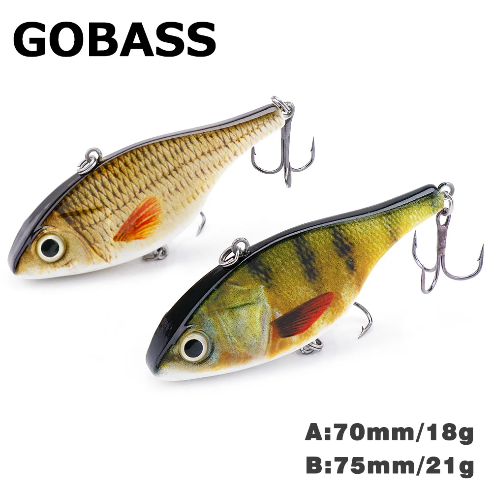 GOBASS Lipless Crankbait Fishing Tackle 2021 Rattling Baits VIB Fishing Lure 18/21g Wobblers For Pike Perch Metal Vibration Bait