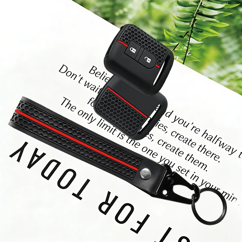 Silicone Fob Case With Keychain for Nissan Micra K12 Note Navara Qashqai J10 Primera Almera Sunny X‑Trail Honeycomb Guard