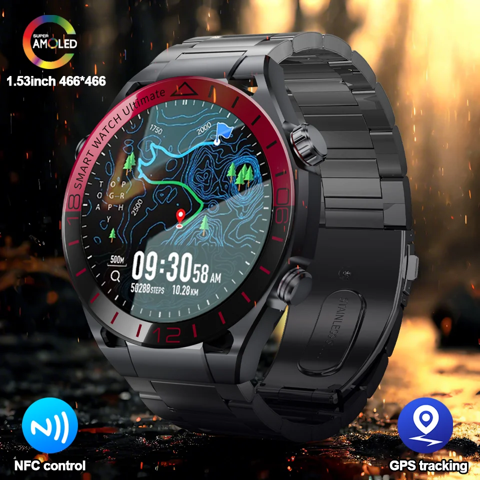 

For Android Watch GPS NFC Smart Watch Men 360*360 AMOLED Screen Heart rate Bluetooth Call IP67 Waterproof Man Smartwatch 2025New