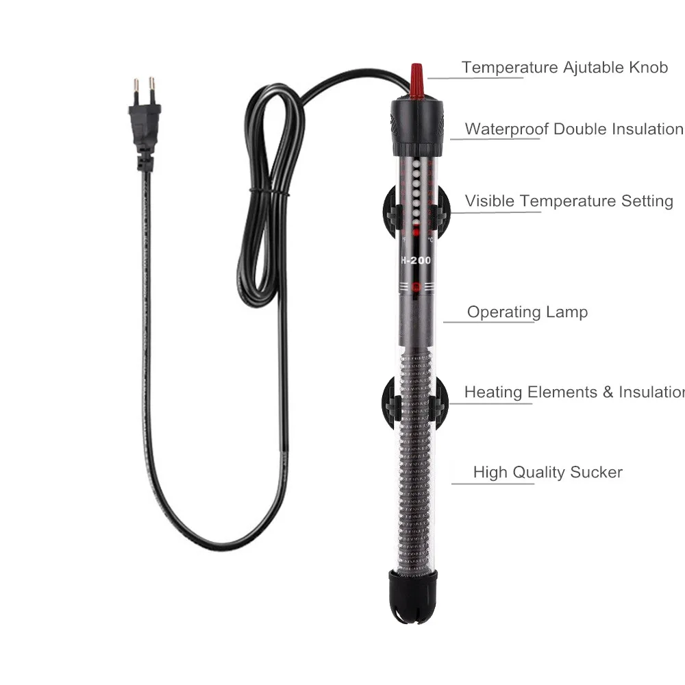 220V Adjustable Temperature Thermostat Heater Rod 25W Submersible Aquarium Fish Tank Water Heat Constant Temperature  EU Plug image 5