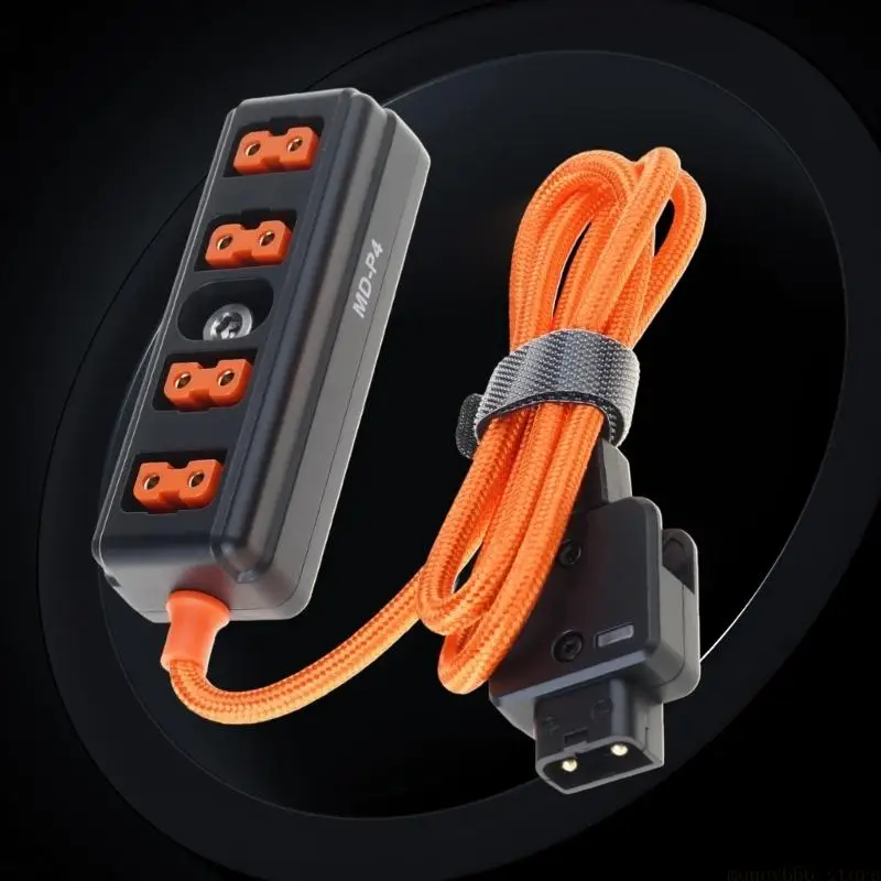 F62C D Tap Male To 4 Female Adapter Cable Camera Power Distributor Anti Reverse Light