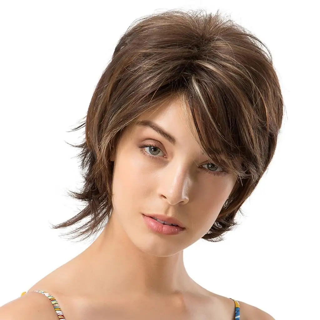 Short Wigs Pixie Cut Full Human Hair Layered Wig for Women W/ A Wig Cap