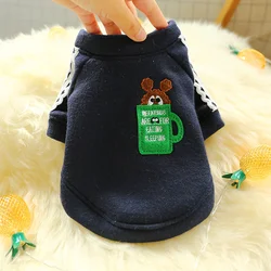 1PC Pet Clothes Cat Autumn/Winter Plush Thick Navy Antenna Elf Round Neck Shirt Suitable for Small and Medium sized Dogs