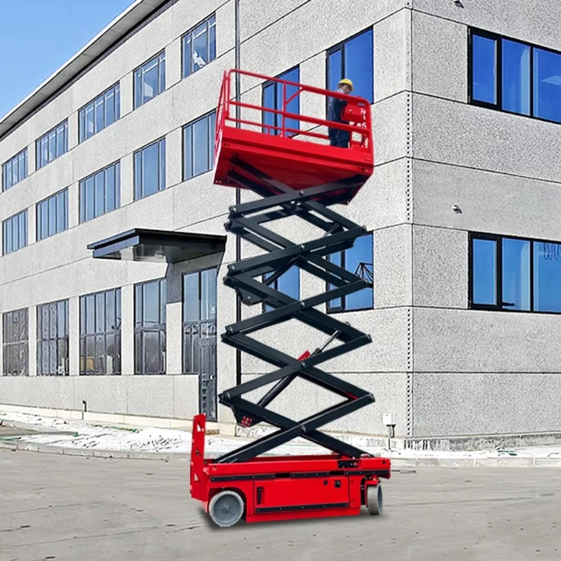 4m-12m Electric Mobile Lifting Cart Rechargeable Battery Hydraulic Lift Mall Factory Warehouse Work Platform