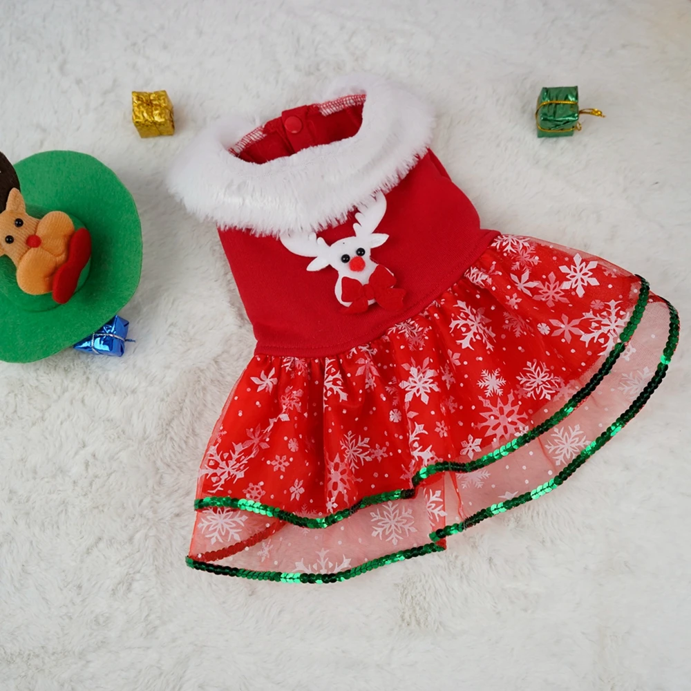 Tulle Dog Dresses Strap Autumn Winter Christmas Dog Clothing Skirt Cat Pet Clothing Cosplay Christmas Pet Clothes for Small Dog