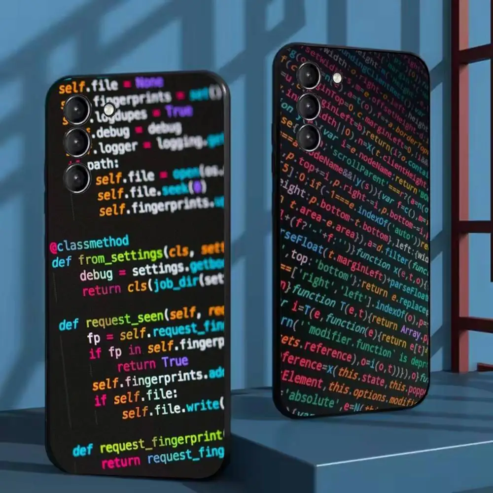 

The Code design programmer Phone Case For Samsung Galaxy A73,72,51,53,52,71,22,5G,Note,J7,8,9 Soft Black Cover