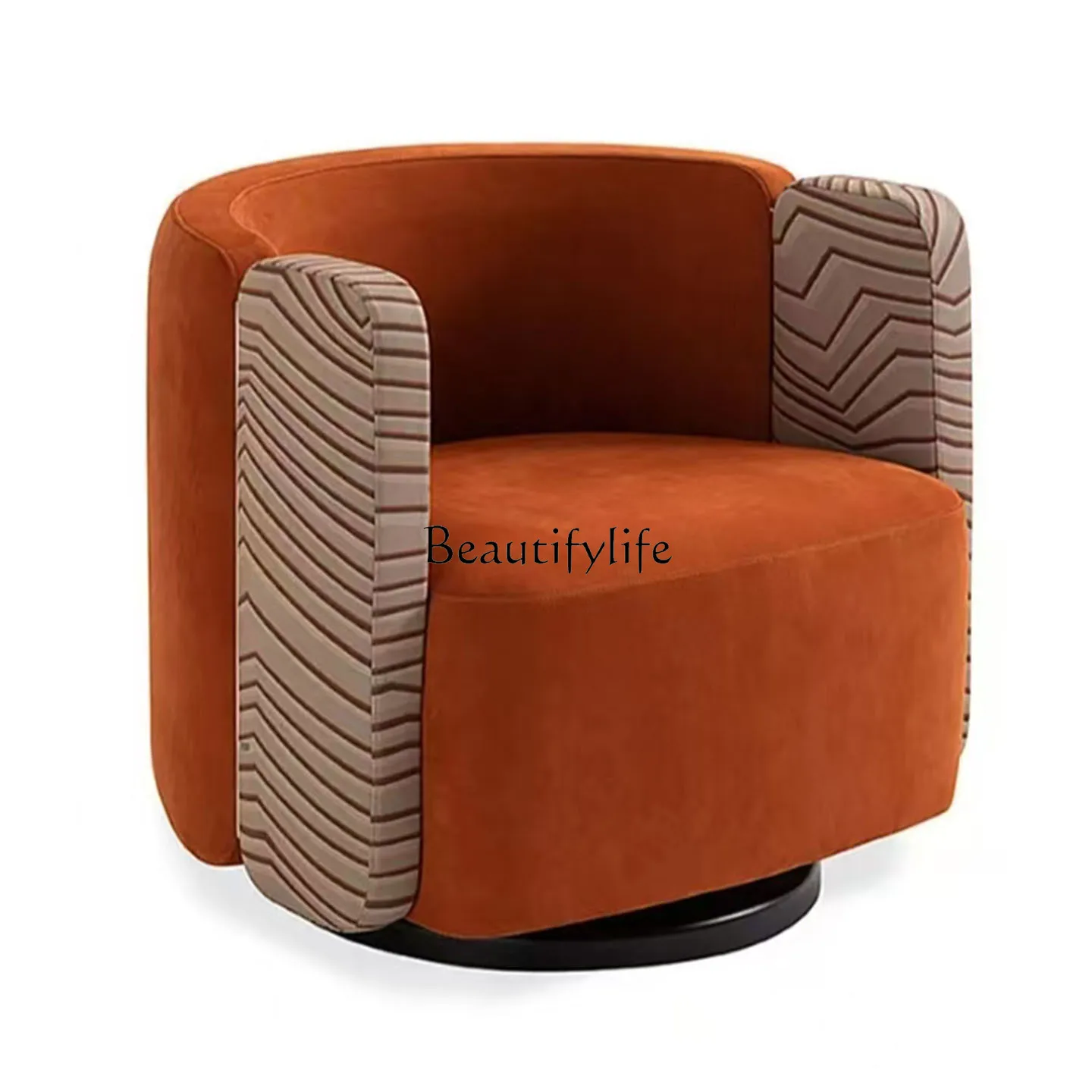 

Italian Style Light Luxury Stainless Steel Rotatable Single Sofa Chair Hotel Living Room Velvet Leisure Meeting Chair