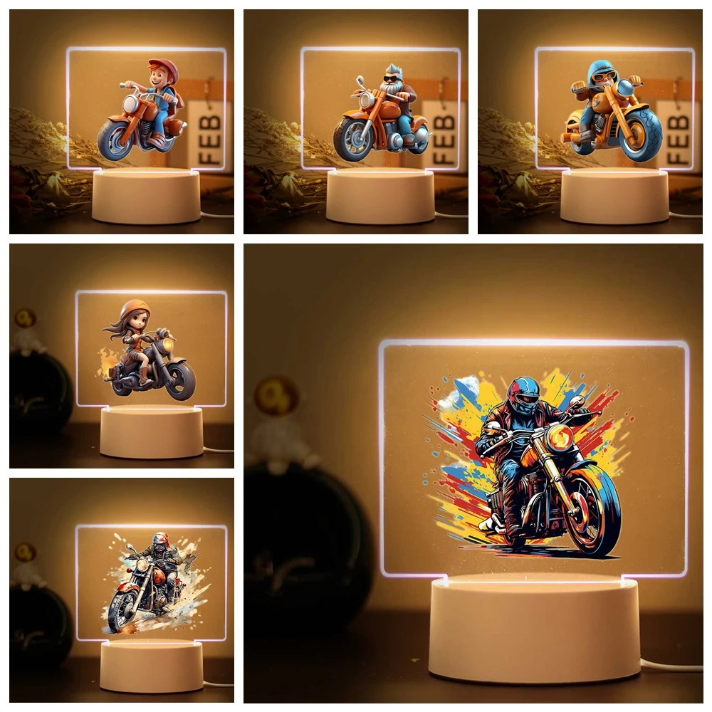 1 pc cool People on motorcycles Led Night Light For Home Room Decoration Nightlight Decoration Children'S Gift