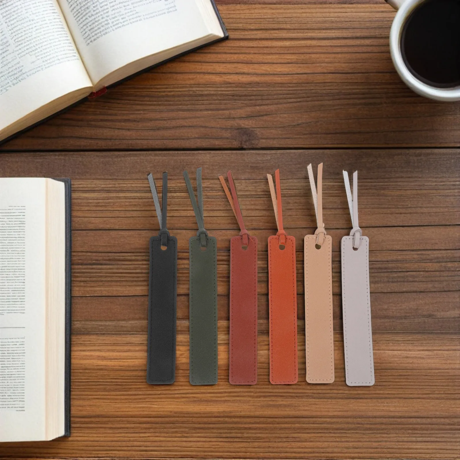 

6Pcs PU Bookmark Retro Vintage Style Thin Handmade Stitched Book Marks Page Markers for Reading Lovers Students