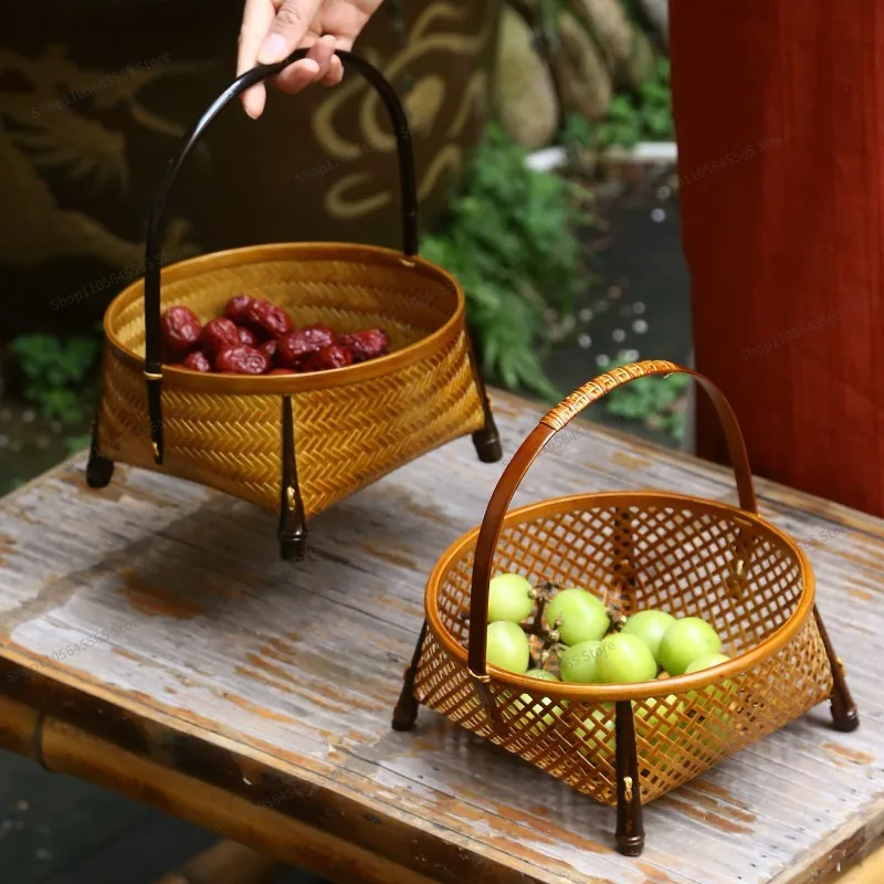 For bamboo products Handmade bamboo woven basket Tea set Storage Household dim sum  Bamboo  Fruit plate