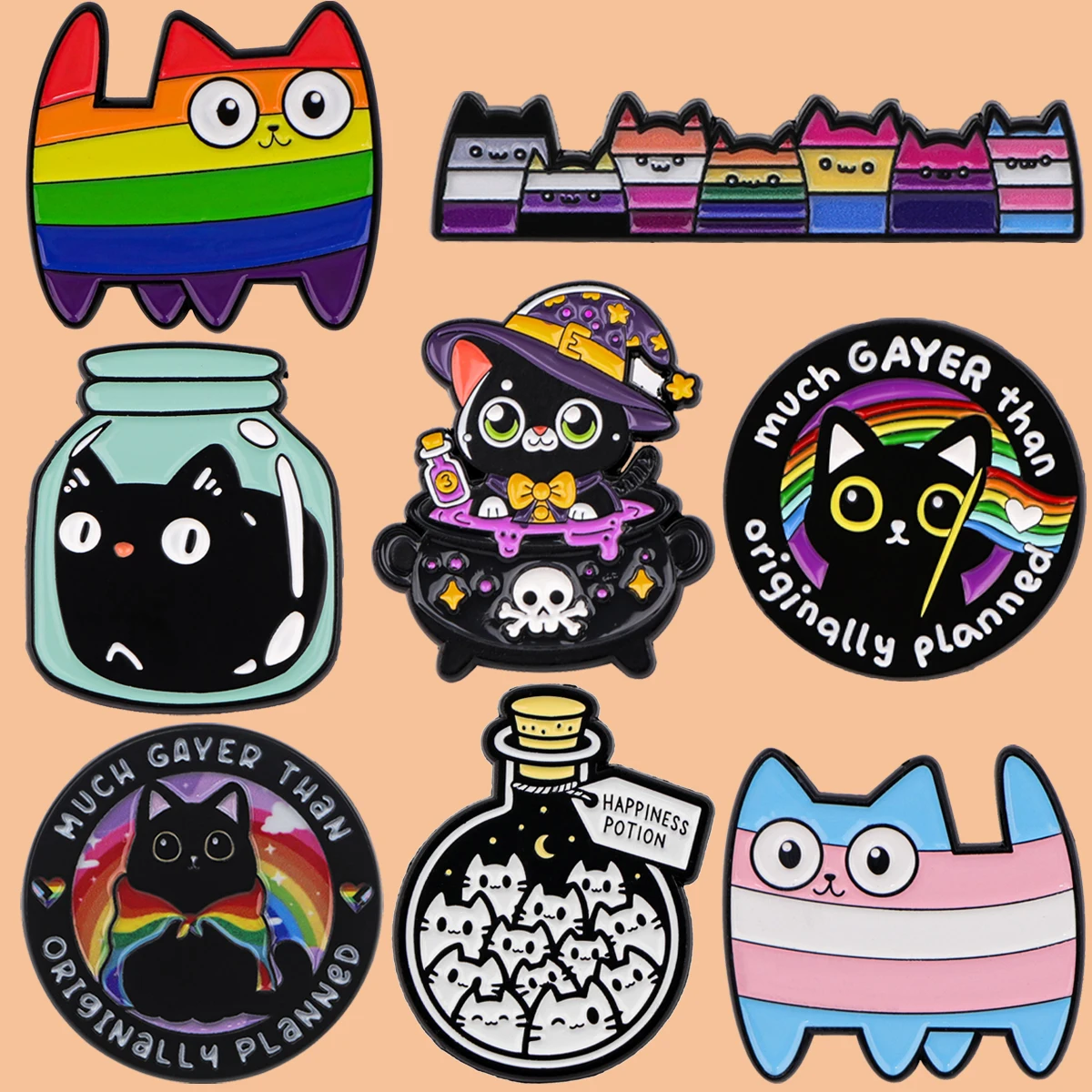 Rainbow Cats Enamel Pins Custom Brooches Lapel Badges Briefcase backpacks Accessories Decoration Jewelry Funny Gift for Friends