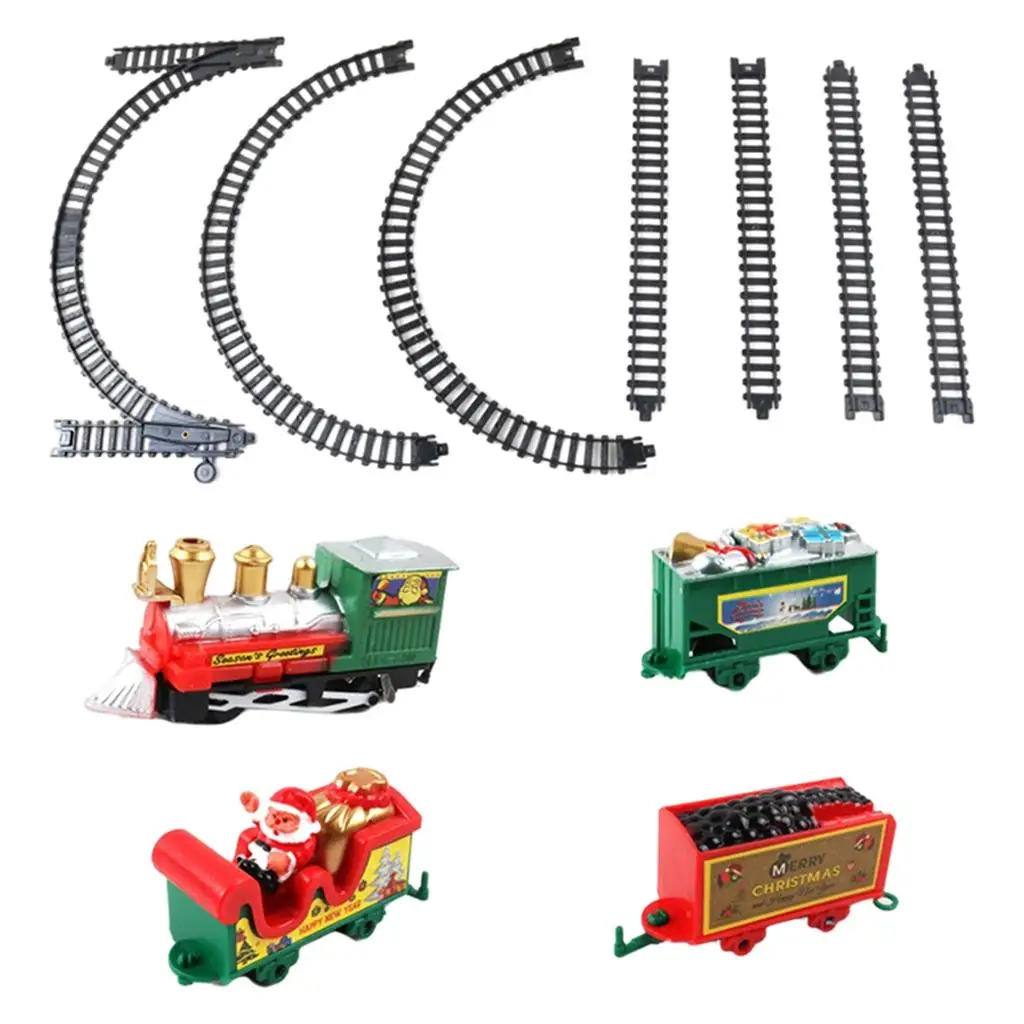 Kids Train Track Set Electric with Round Oval Splicing Tracks and Cargo Passenger Carriages for 3 4 5 Year Old Boys Girls