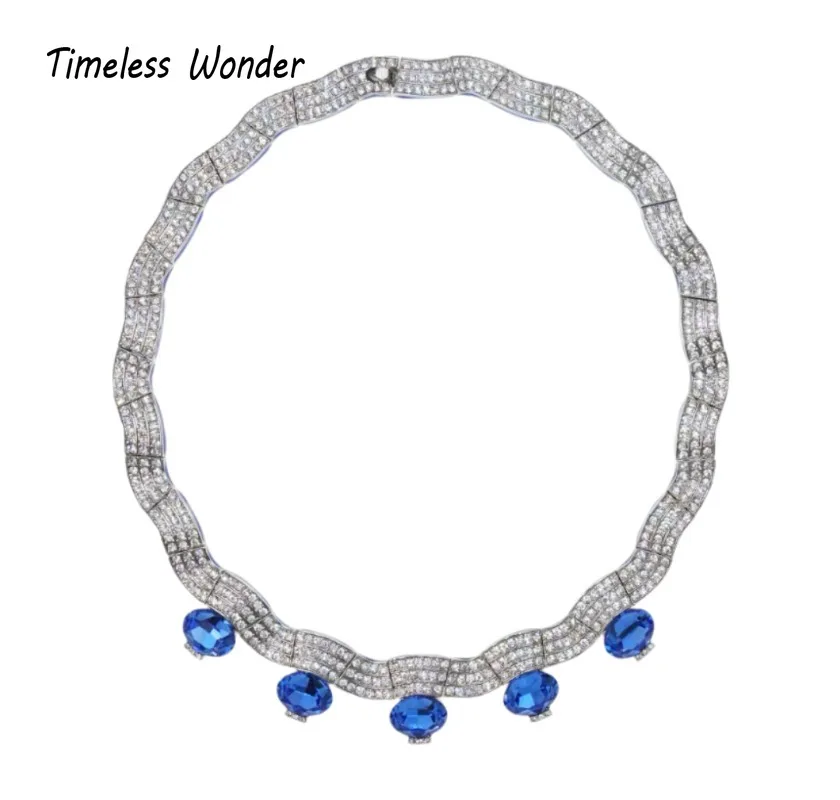 

Timeless Wonder Fancy Zircon Geo Pave Necklace for Women Designer Jewelry Runway Rare Top Luxury Medieval Gift Sweet 2614