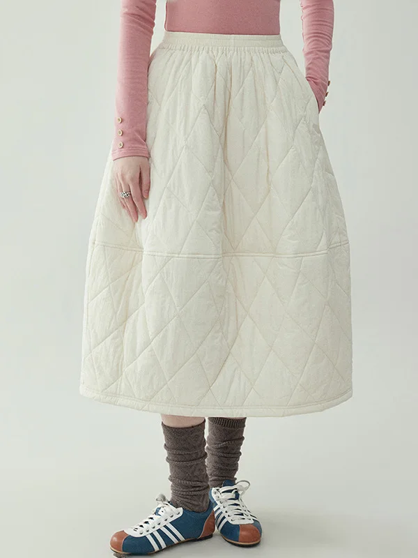 

Lightweight Warmth Stuffed on aped f Skirt Women's High Waist Thiened a Line Cotton Skirt Korean Sle Commute