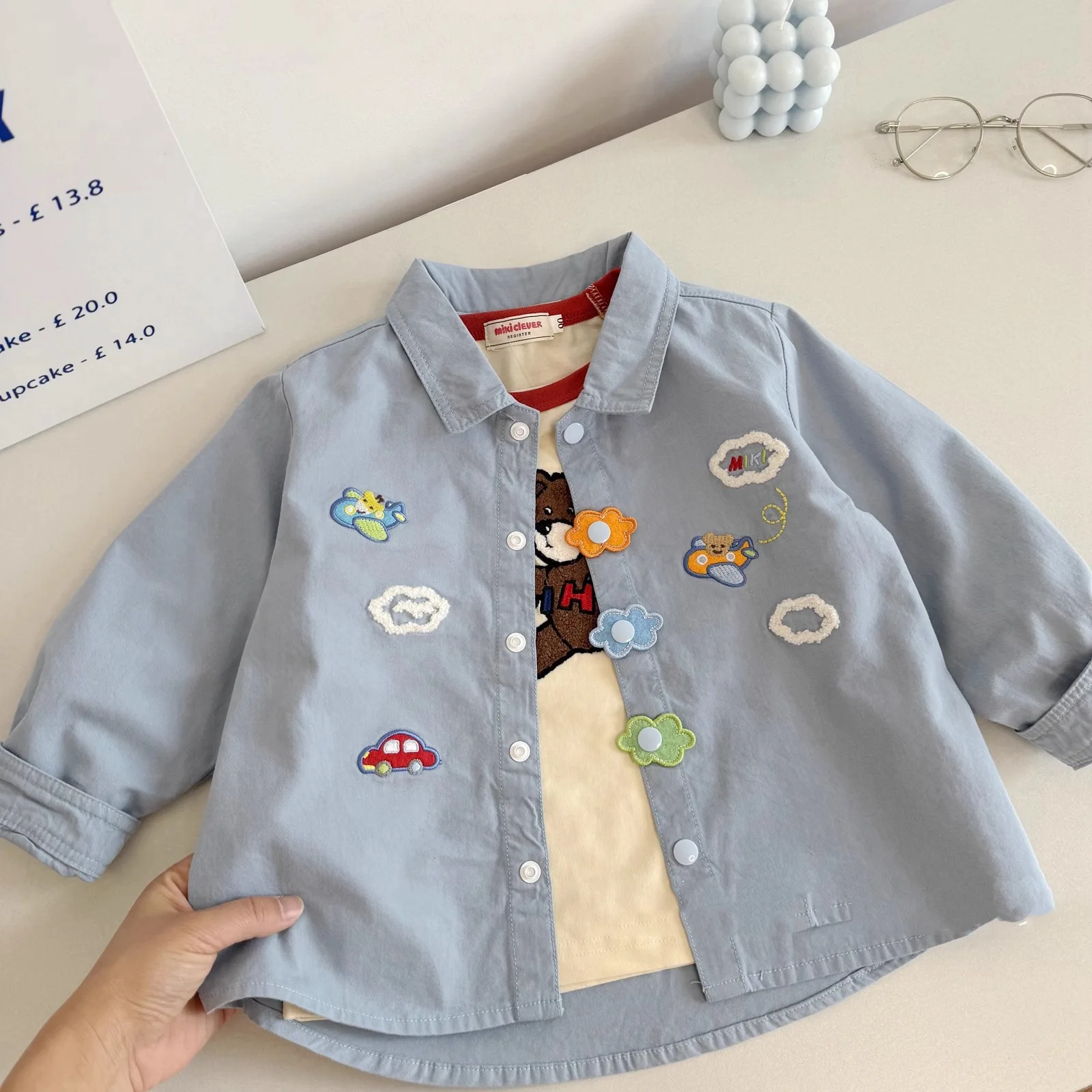 Children's Cute Shirt Spring and Autumn Children's Top Baby Lapel Embroidered Shirt 2025