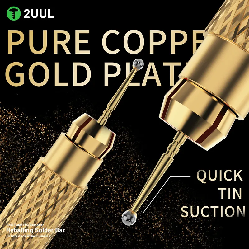 

2UUL SC96 2 Set 10 Bars Gold Plated Tin Dragging Needle Head without Handle Quick Tin Suction FPC Connector Reballing Solder Bar