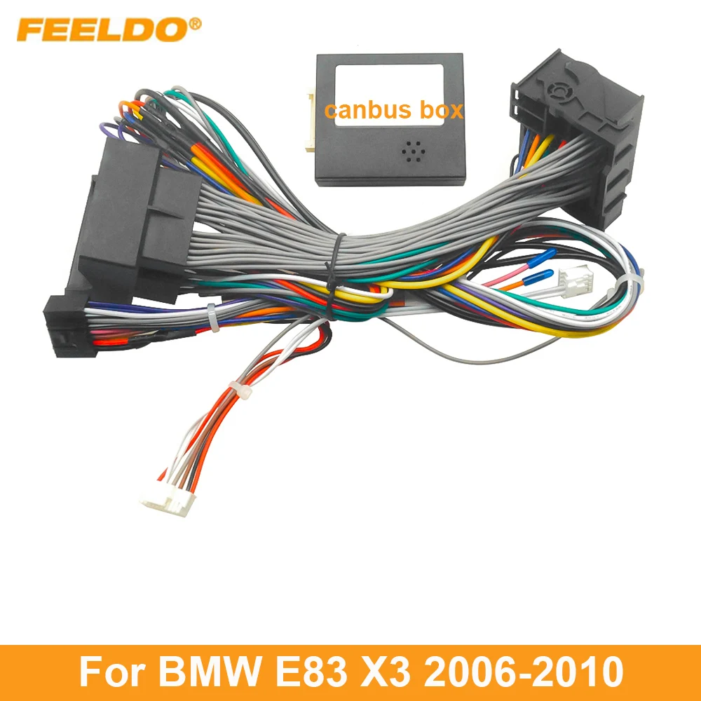 

FEELDO Car 16Pin Power Wiring Harness Cable Adapter With Canbus For BMW X3/E83(06-10) Install Aftermarket Android Stereo