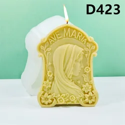 2D Virgin Mary Candle Silicone Mold Western Goddess Virgin Mary Statue Sculpture Epoxy Resin Mold Ma Girl Maria Gypsum Mold