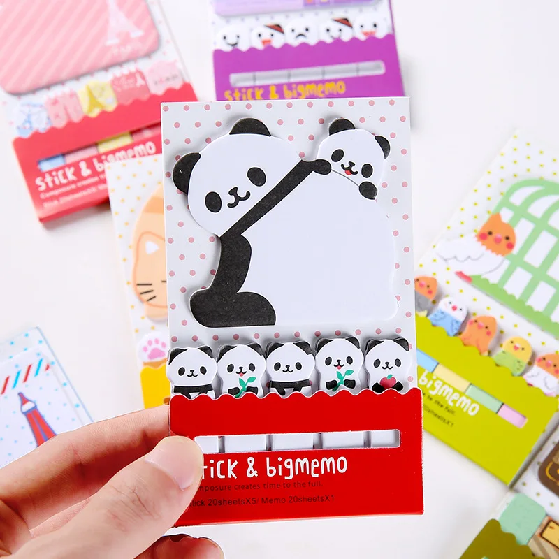 1pc Panda/Cat Sticky Notes Memo Pads Paper About 120 Pages