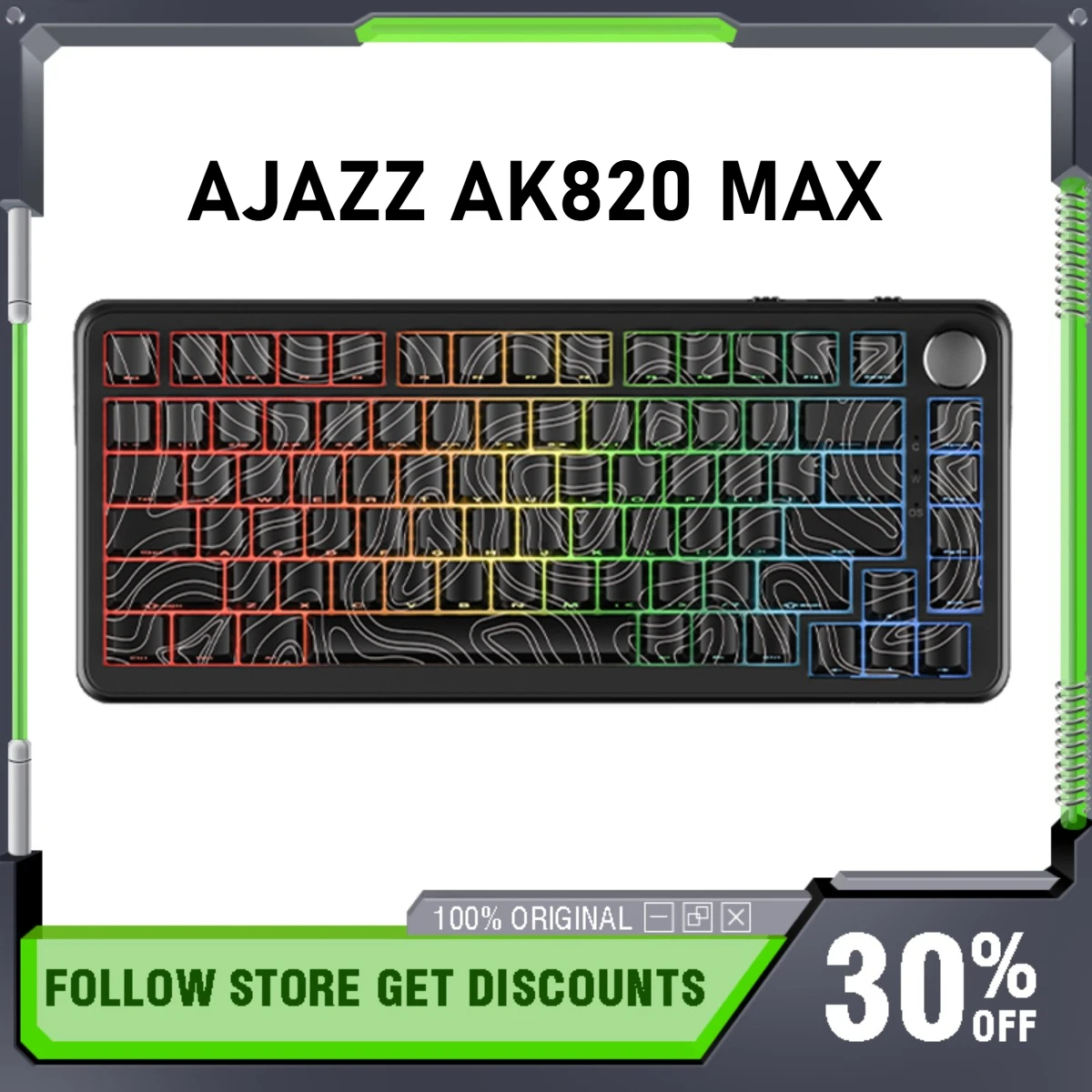 AJAZZ AK820MAX Magnetic Shaft Tri-mode Mechanical Keyboard Gaming Wireless Wired Tri-mode Support RT Adjustable Key Range