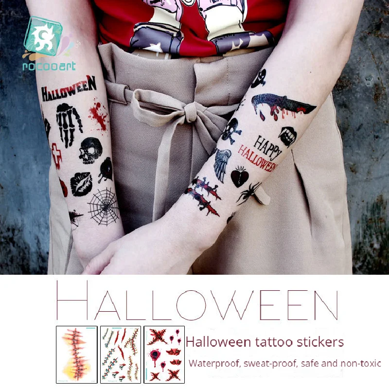 

Waterproof Halloween horror tattoo stickers with mischievous scars and personalized temporary tattoos stickers size:105*150mm