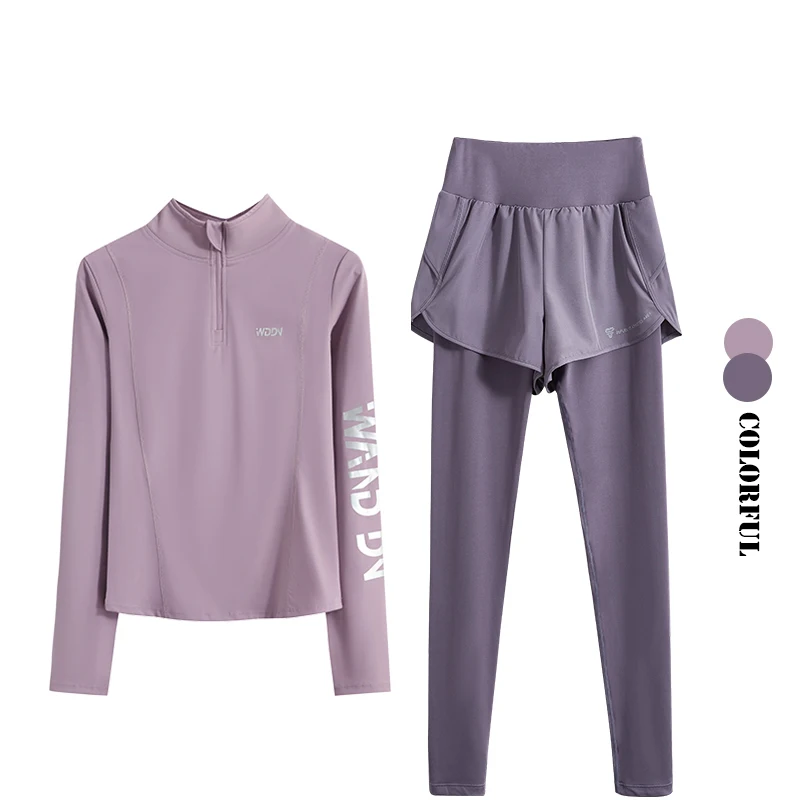 Drur feminino 2 pçs conjunto de jaqueta yoga sem costura zíper camisa esportiva cintura alta legging define roupa esportiva roupas de ginásio feminino