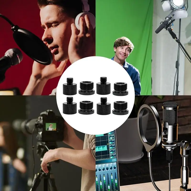 Microfone Conector Parafusos para Câmera, Adaptador Mic Stand, Rosca Fixação Parafusos para Estúdio Home Outdoor Eventos e, 8 PCs