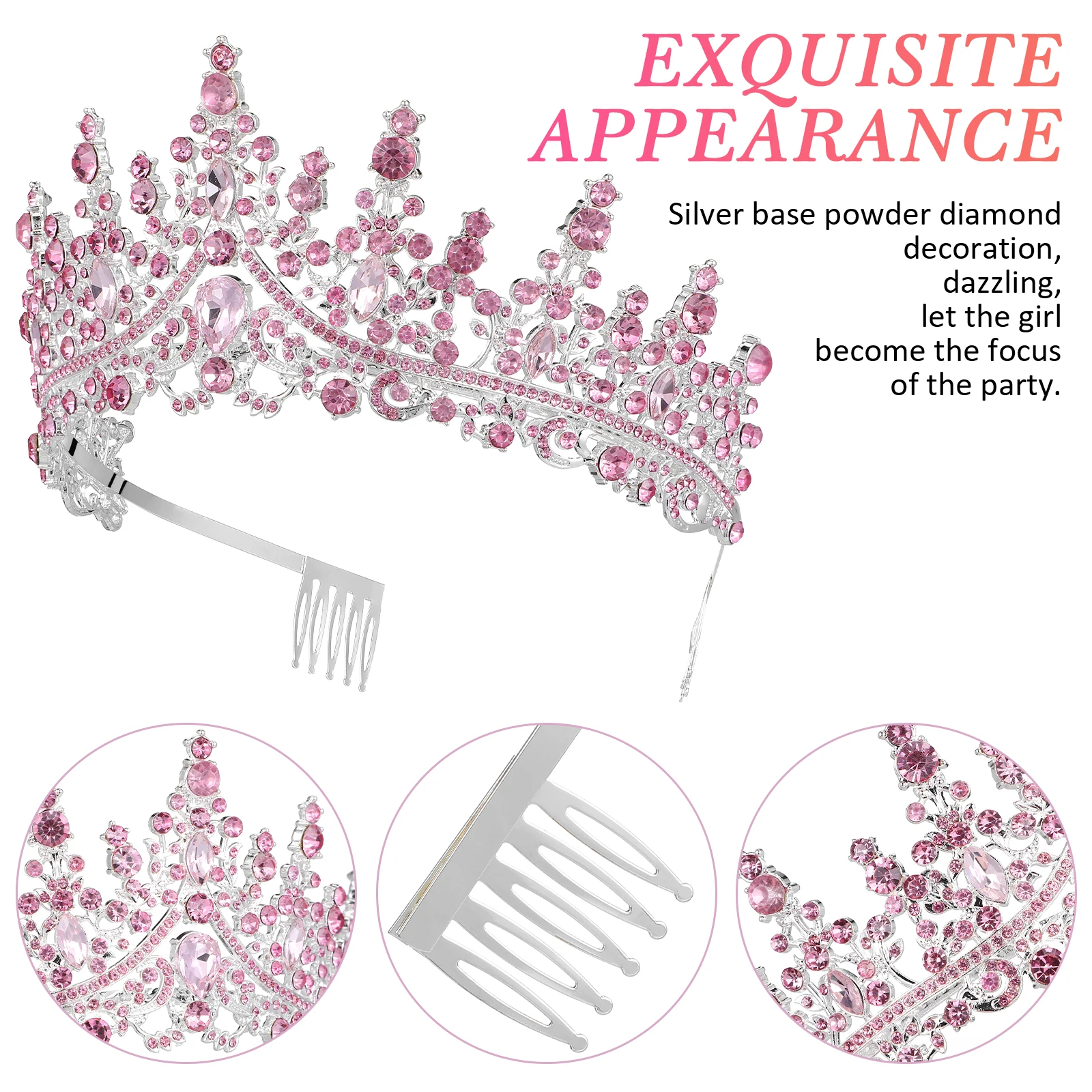 

1Set Birthday Tiara Rhinestone Crown and Adjustable Birthday Sash for Girls Women Party Celebration Princess Tiara