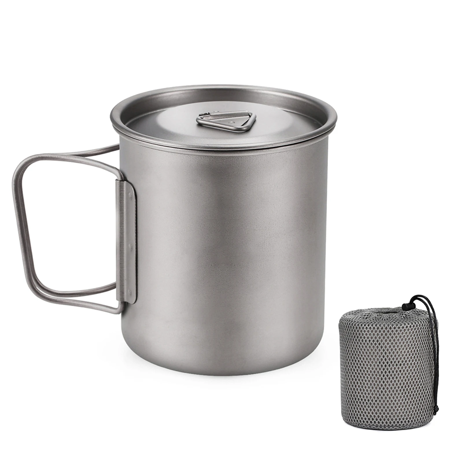 Ultralichte titanium beker Outdoor draagbare camping picknick waterbeker mok met opvouwbaar handvat 300 ml / 350 ml / 450 ml / 550 ml / 650 ml