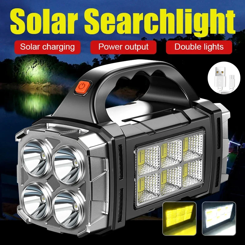 High Power Rechargeable LED Flashlight Multifunctional Portable Light with Side Light Waterproof Multiple Lighting Modes