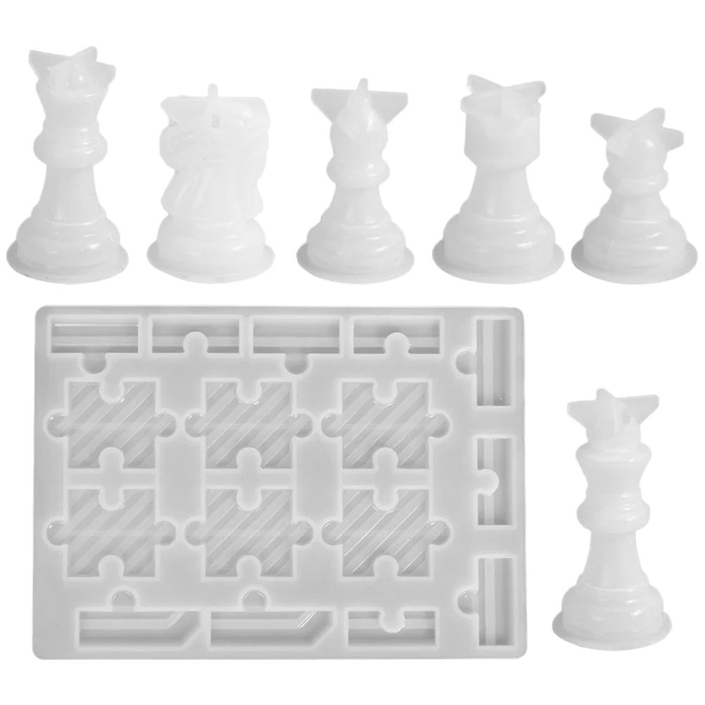 

6 Chess Pieces Molds International Chess Set Epoxy Resin Silicone Craft 3D King Queen Knight Rook Pawn Game Board DIY