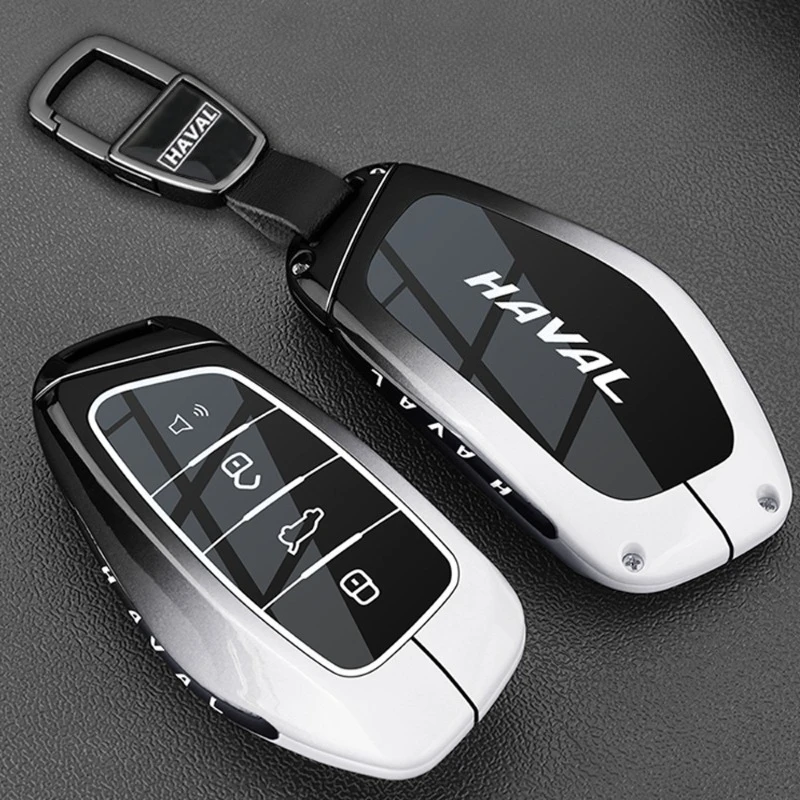 Premium Zinc Alloy Key Cover Case for Haval H6 4th Gen/3rd Gen (2018-2024) - Protective Key Fob Shell Key Bag Chain