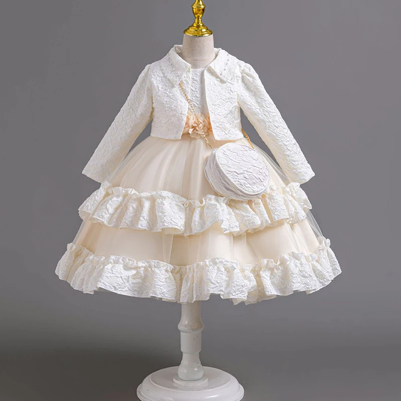 Children's Elegant Dress for Girls Party Dresses 3Pcs Sets Prom Dress Flower Girl Dress for Weddings Kids Princess Dress Clothes