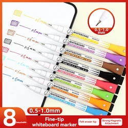 8 Colors Magnetic Whiteboard Markers Pen Dry Wipe Pens Fine Tip Whiteboard Pens Dry Erasable Markers Painting Pen Child