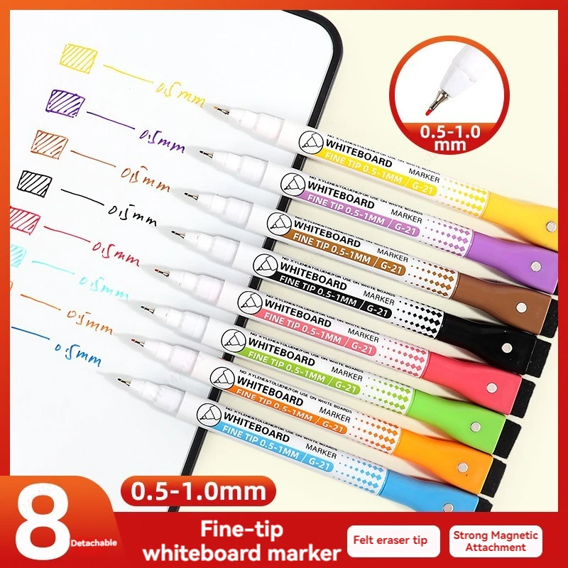 8 Colors Magnetic Whiteboard Markers Pen Dry Wipe Pens Fine Tip Whiteboard Pens Dry Erasable Markers Painting Pen Child