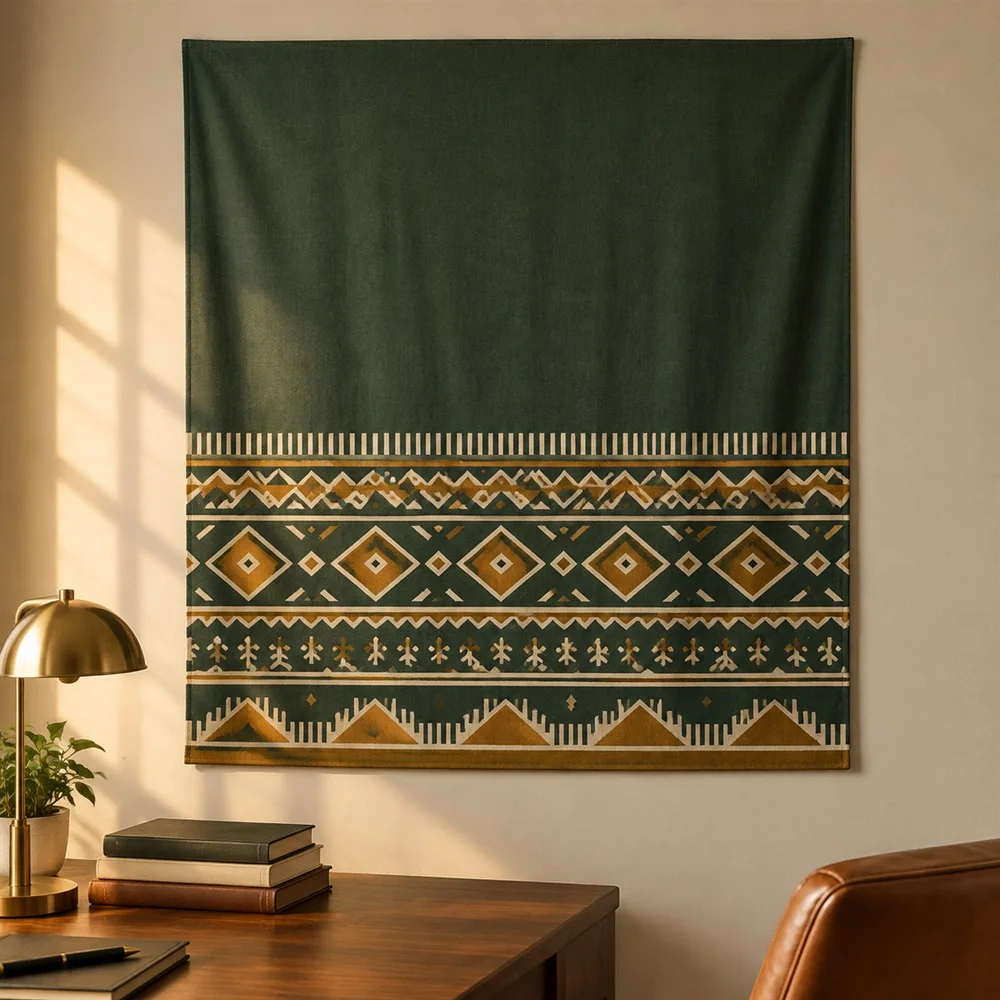 VIKAMA Berber Tribal Tapestry Wall Hanging, Tribal Line Art Wall Art, Moroccan Decor for Living Room Bedroom Entryway Dorm