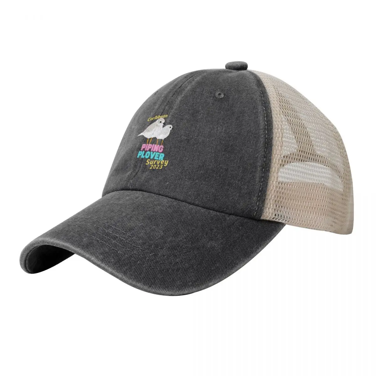 

Piping Plover Survey 2023 Cowboy Mesh Baseball Cap Sunhat Golf fishing hat For Girls Men's