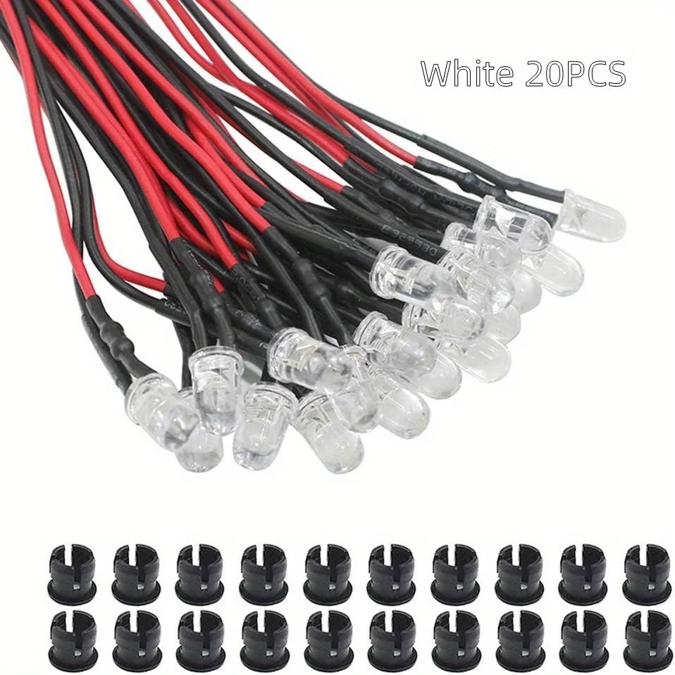 20pcs/50pcs 5MM LED 9V-12V Pre-wired Micro LED LED for Model Combination DIY White, red, blue, green, yellow Kit