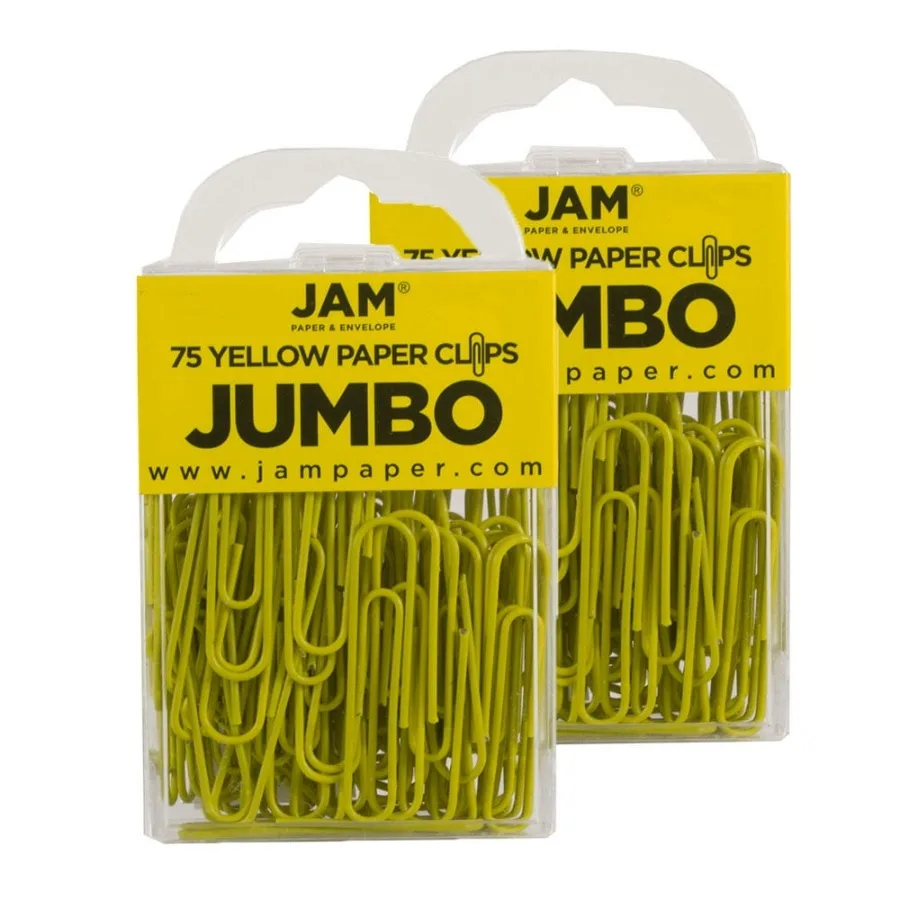 Paper Clips Yellow 2 Packs of 75 Large Size Ideal for Organizing Documents Securing Thick Bundles and Office or Home Use